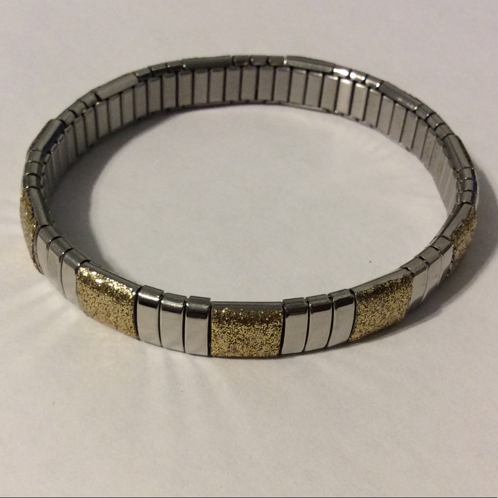 ✨Silver & Gold Tone Glitter Stretch Bracelet✨